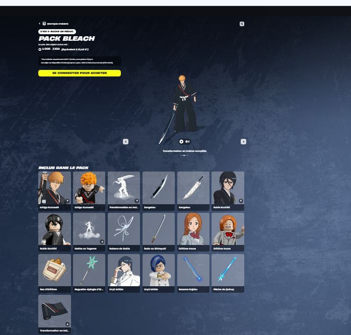 Fortnite x Bleach montrant les personnages de la collaboration
